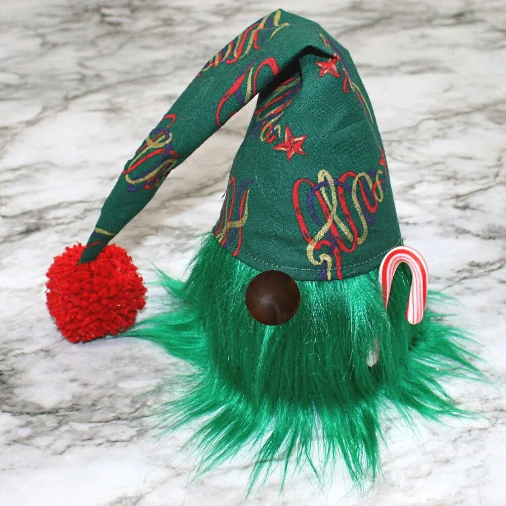 HAND CRAFTED Gnome Red Christmas Air Freshener Cover Decor - Green Scribble Tree